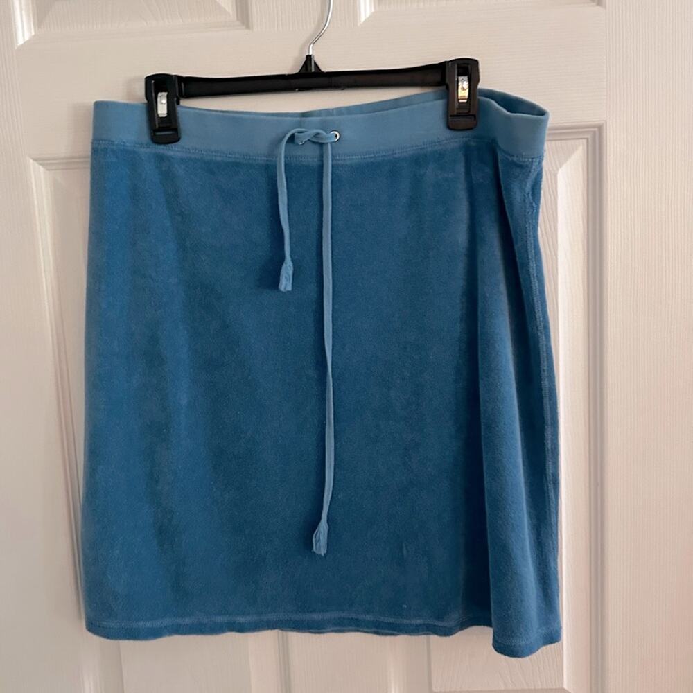 Y2K Juicy Couture Terry Cloth Skirt LARGE Blue Terrycloth Casual Summer Swim